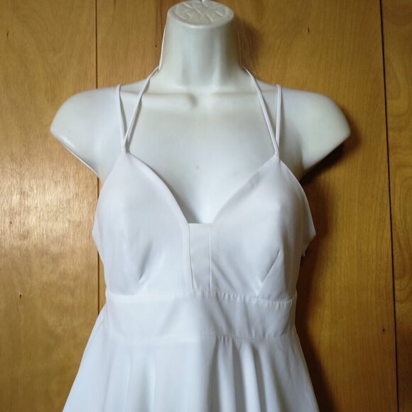 EXPRESS Women's XS Baby Doll Peekaboo Back Strappy White Side Zip Blouse - Picture 2 of 7